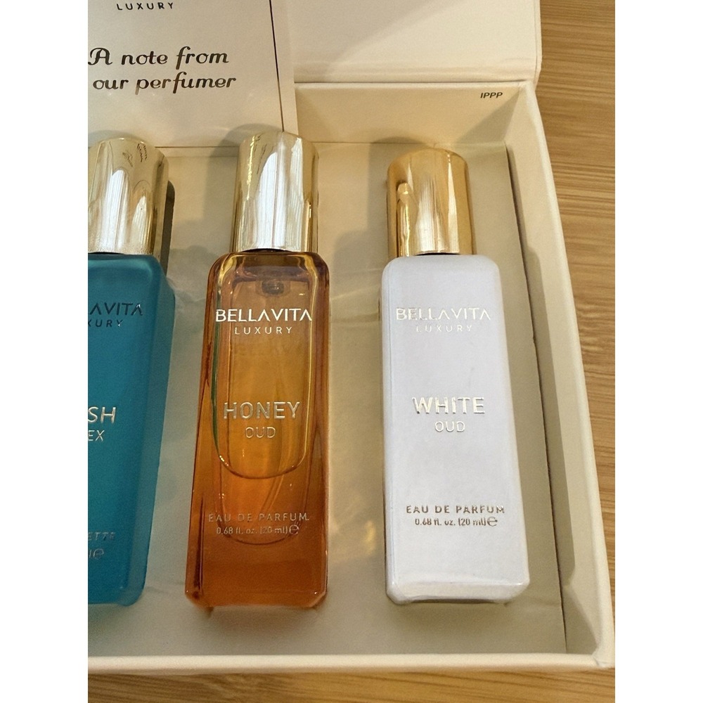 Bellavita Luxury Unisex Perfume Gift Set with Honey 0.68 Fl Oz (Pack of 4) NIB - Picture 3 of 5